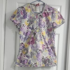 White Cross Butterfly Print Top